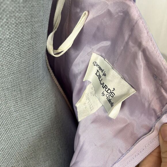 Vintage Roberta for Dillards purple prom dress sz SM velvet floral pattern bow - Picture 8 of 14